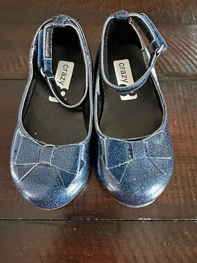 Crazy 8 Navy Blue Glitter Mary Jane Shoes with Bow